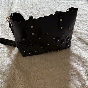 Chic Black Floral Tote Bag